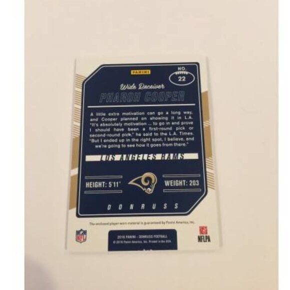 2016 Donruss Pharoah Cooper Rams Jersey #22 (045) - Picture 2 of 2